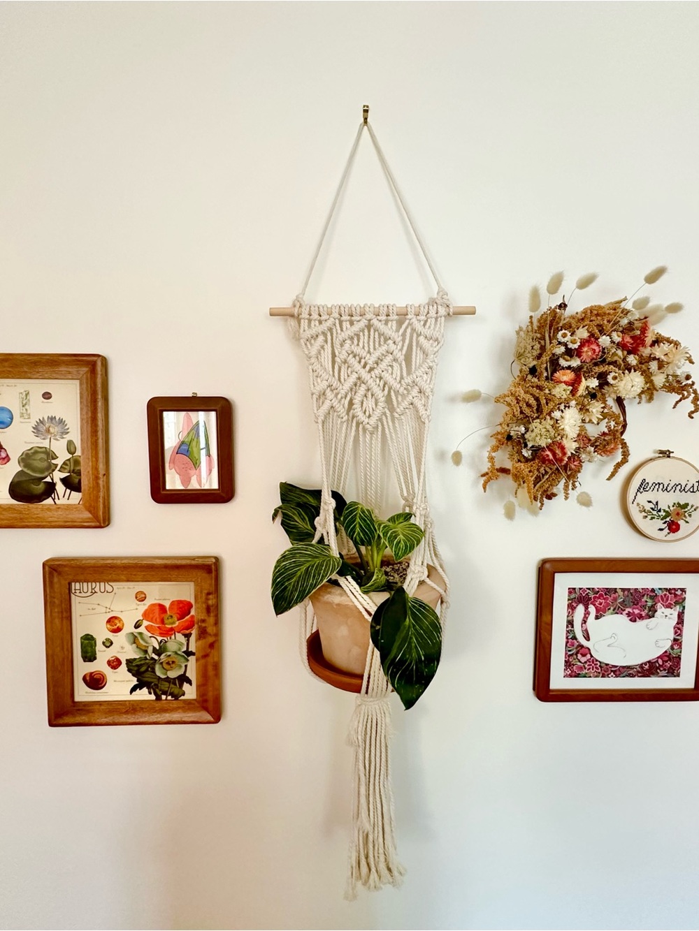 Hand Crafted Cream Macramé Hanging Plant Holder